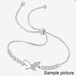 Cubic Zirconia Silver Butterfly Tennis Bracelet
